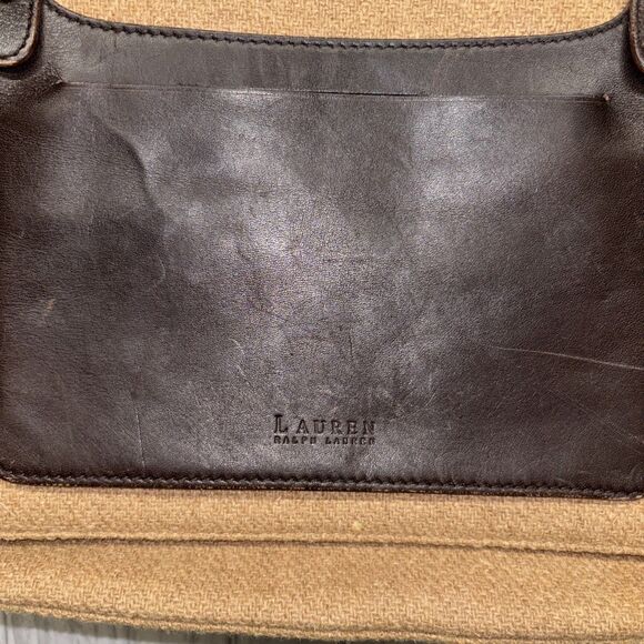 Womens Lauren By Ralph Lauren Vintage Leather Wool Messenger Bag - Picture 2 of 10
